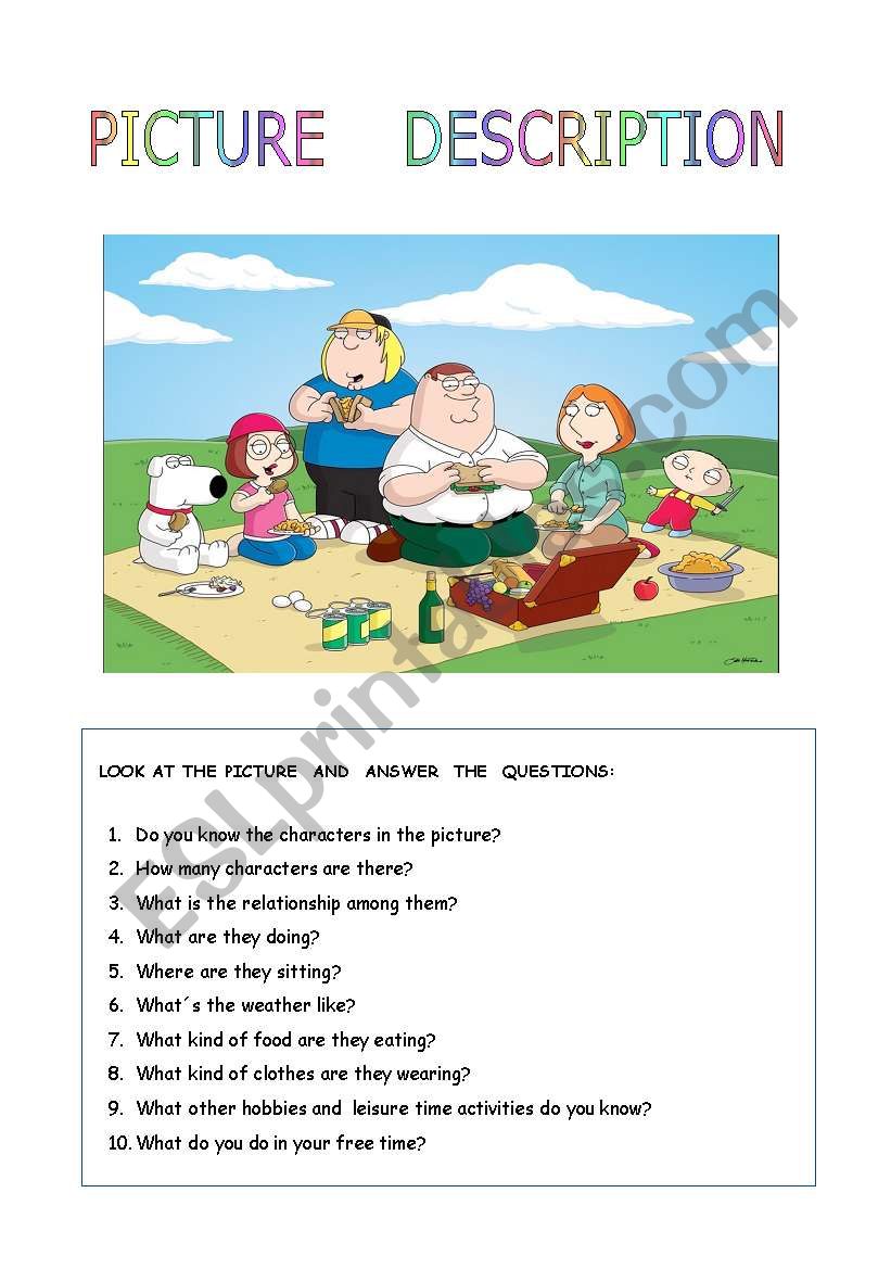 Family  picnic worksheet