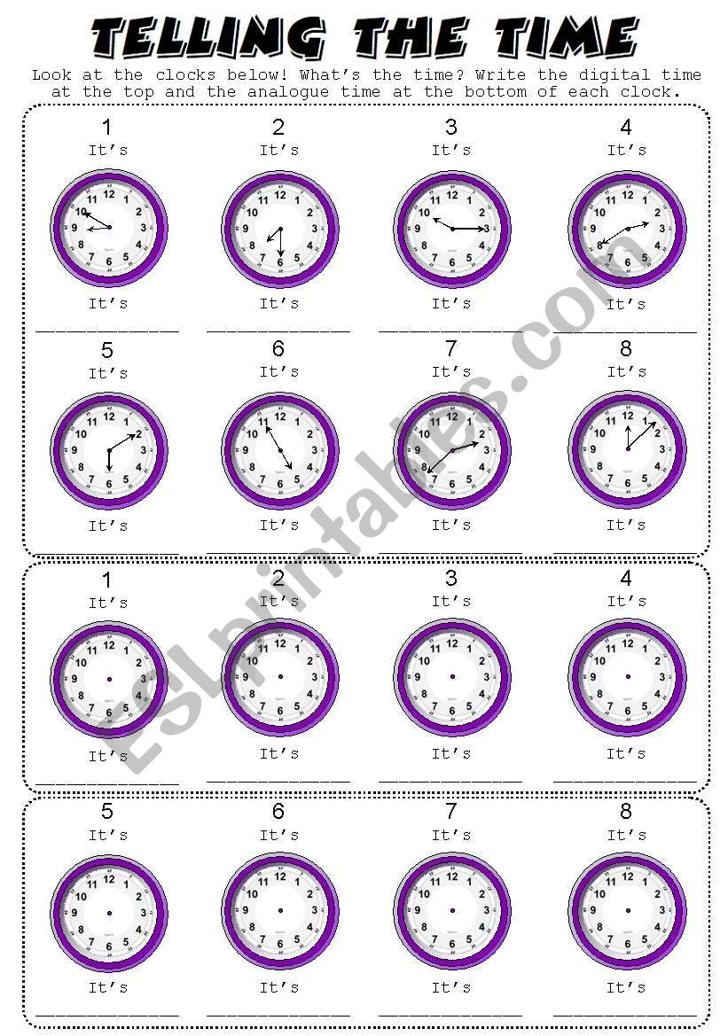 Telling the time worksheet