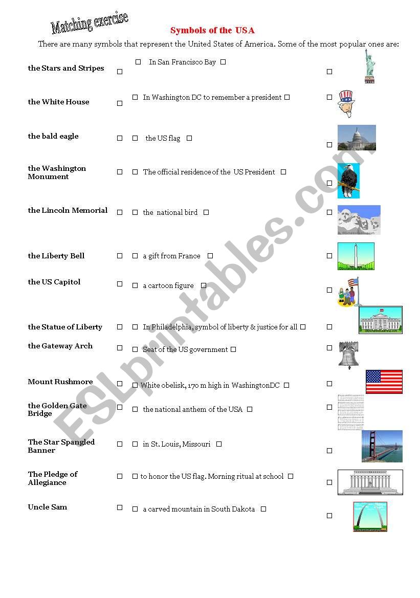Symbols of the USA   (with answers)