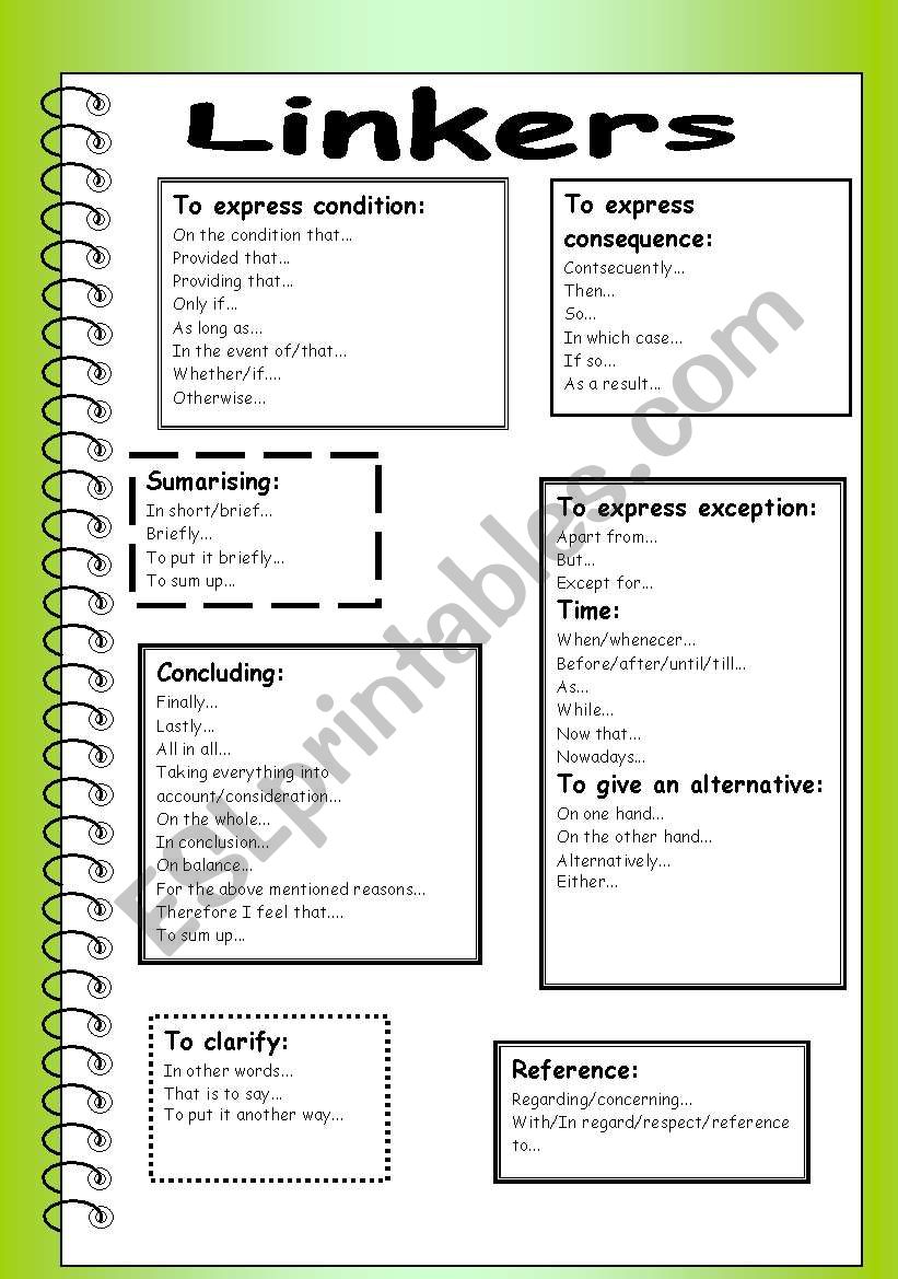 Linkers (part 3) worksheet