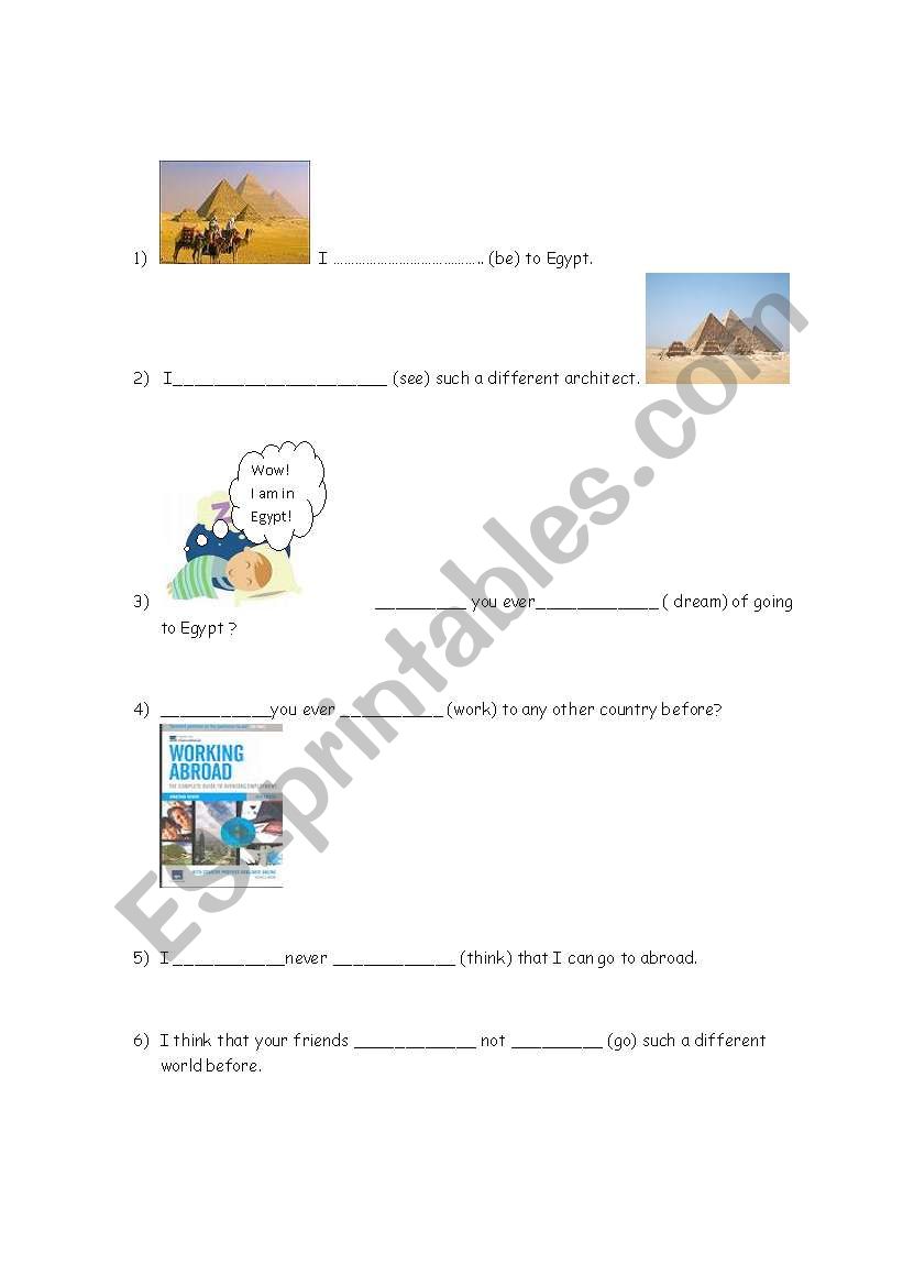 present perfect worksheet