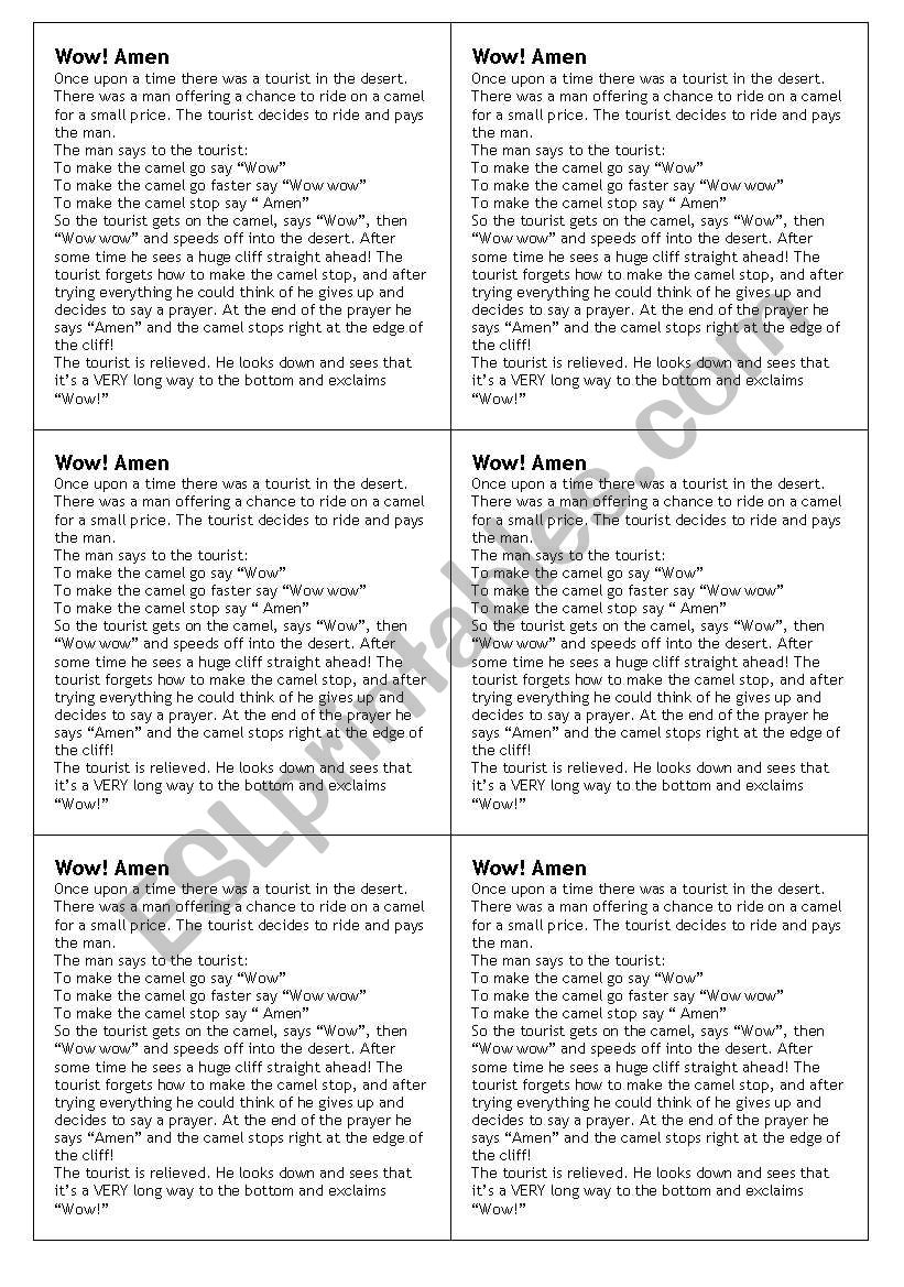 joke - man in the desert worksheet