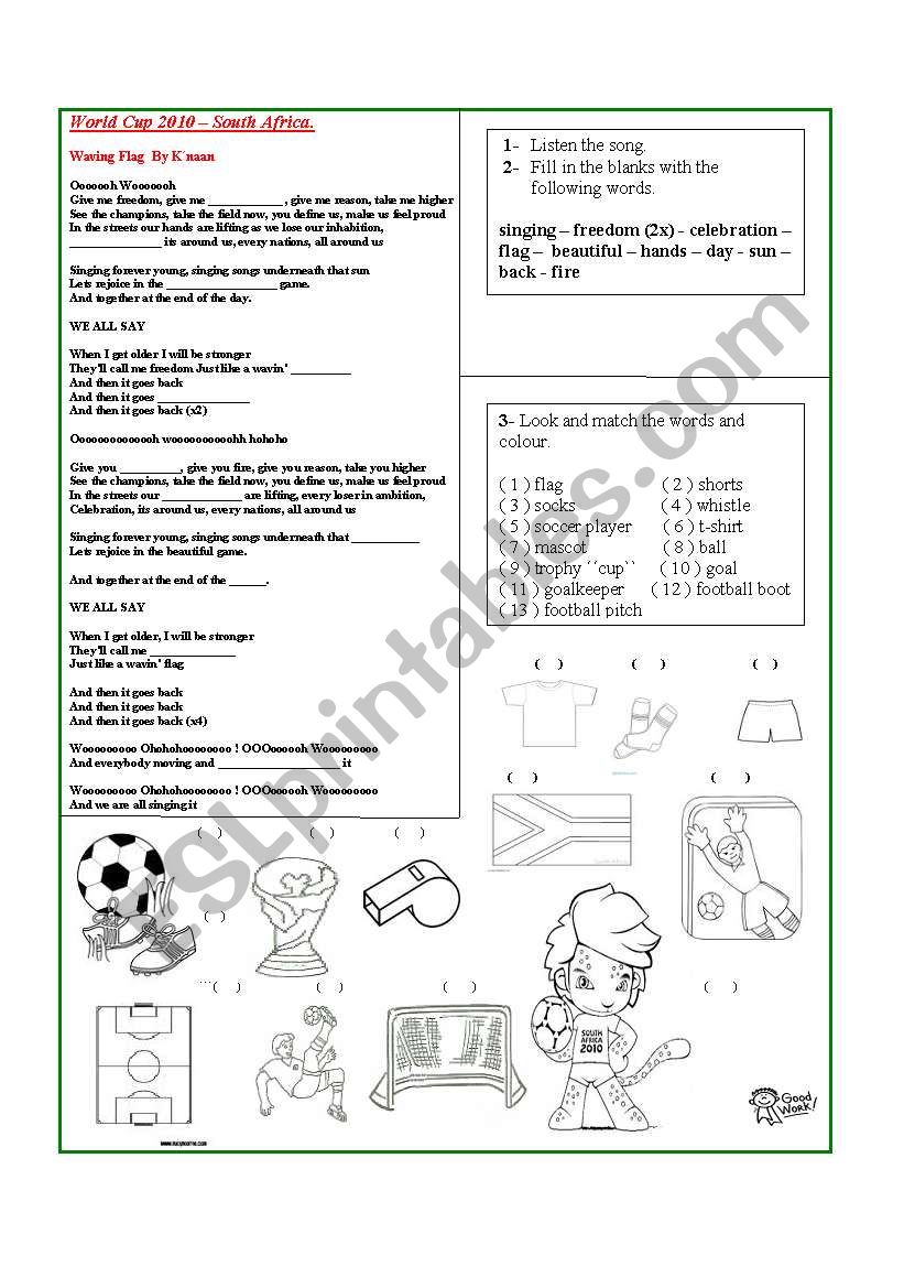 song: World Cup 2010 - Waving Flag - vocabulary about team