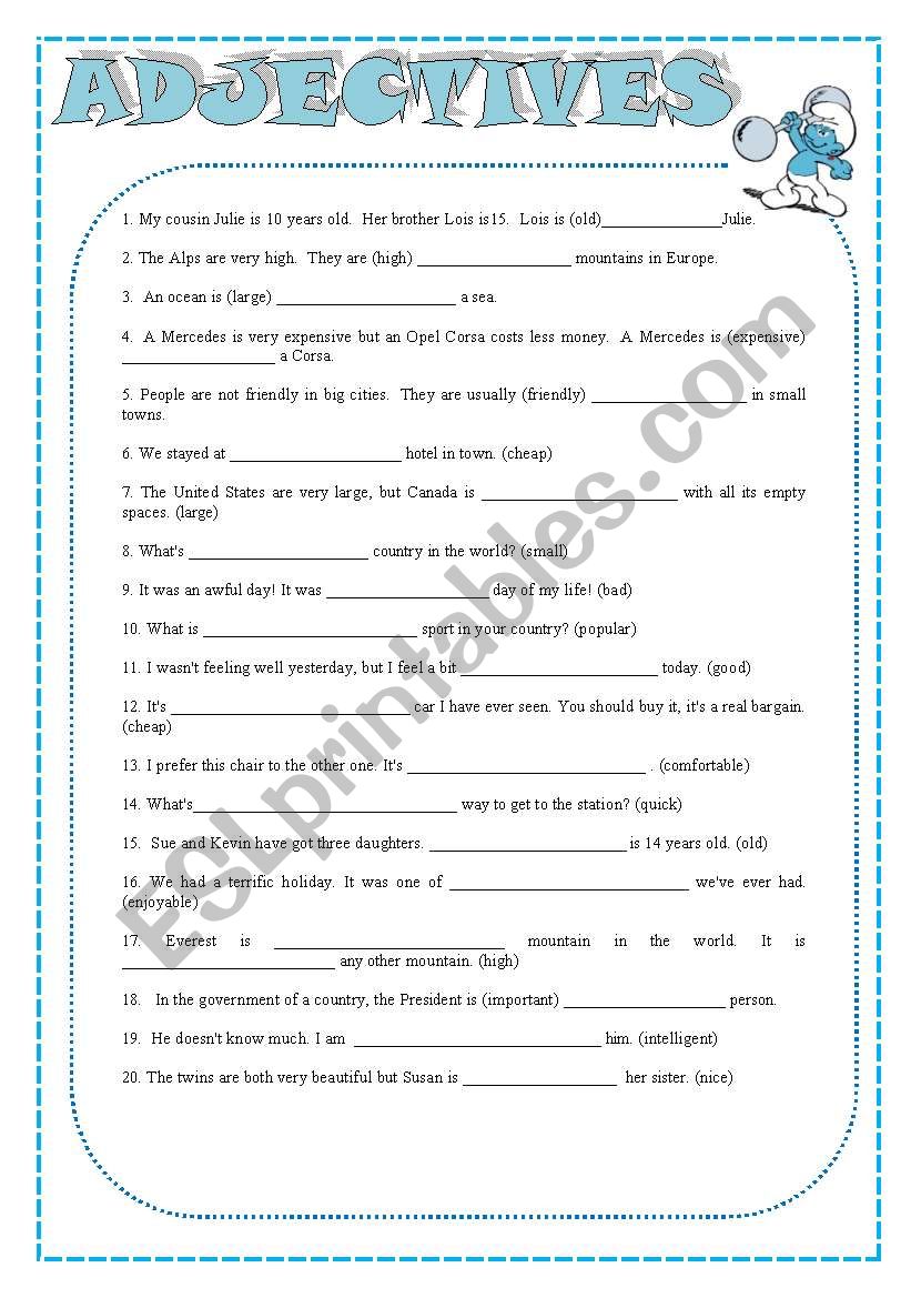 Comparative/Superlative (with key)