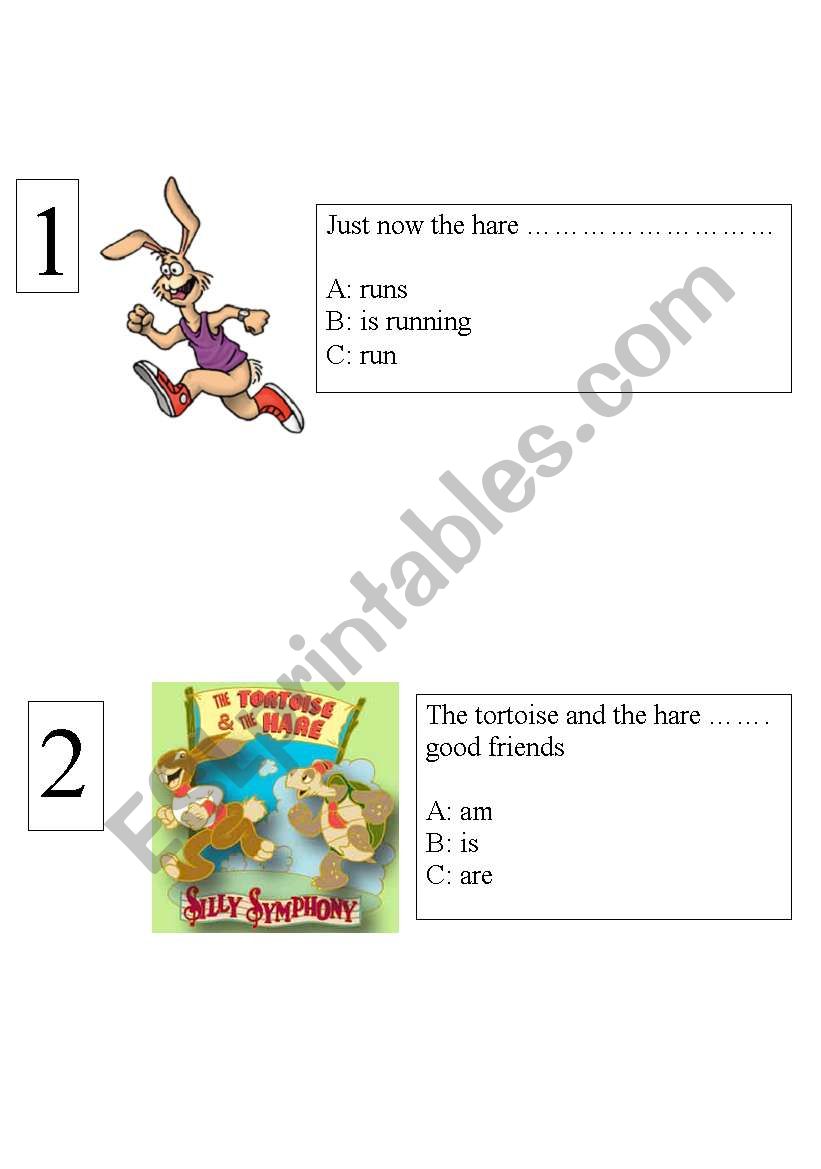 The tortoise and the hare, bingo - orientation