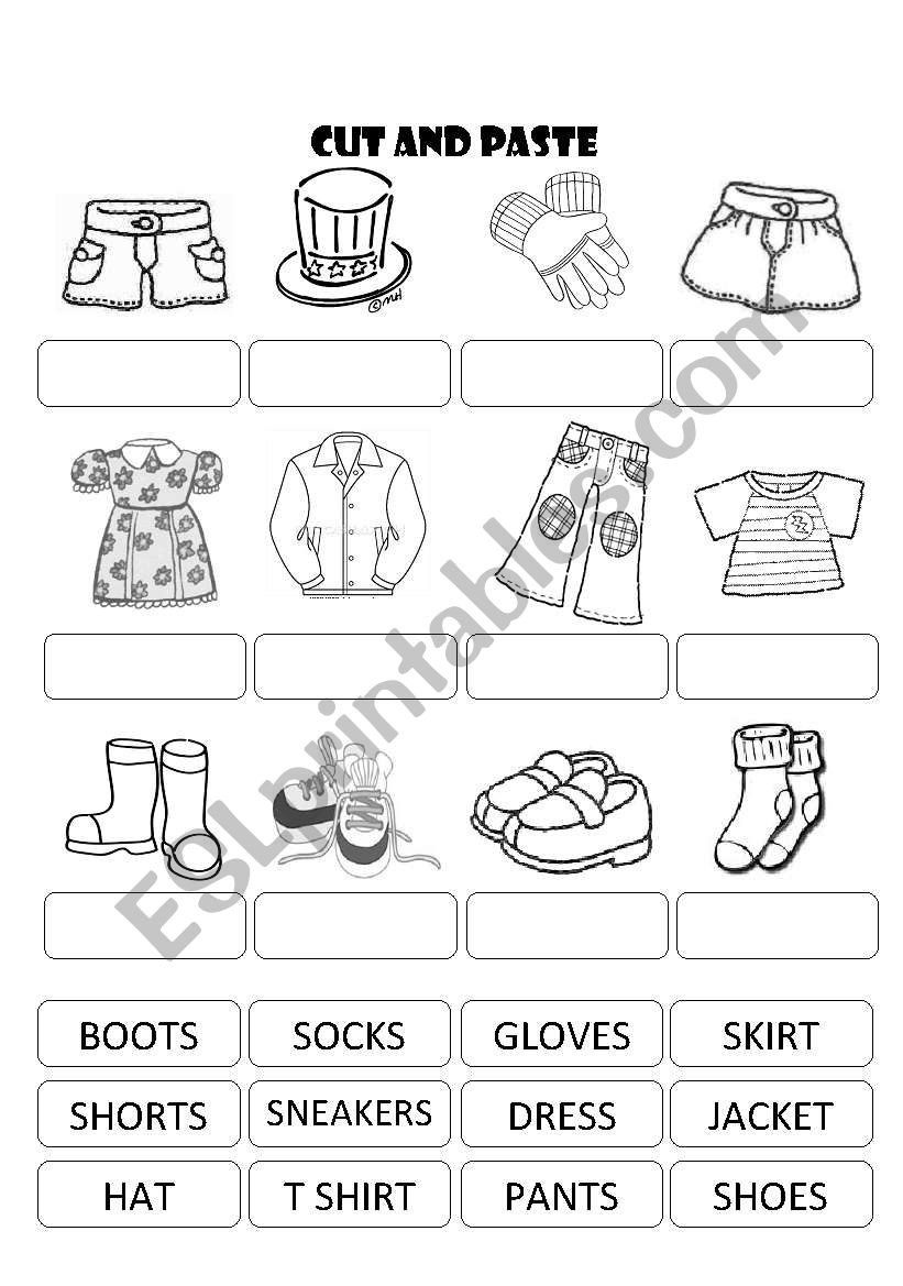 CLOTHES CUT AND PASTE worksheet