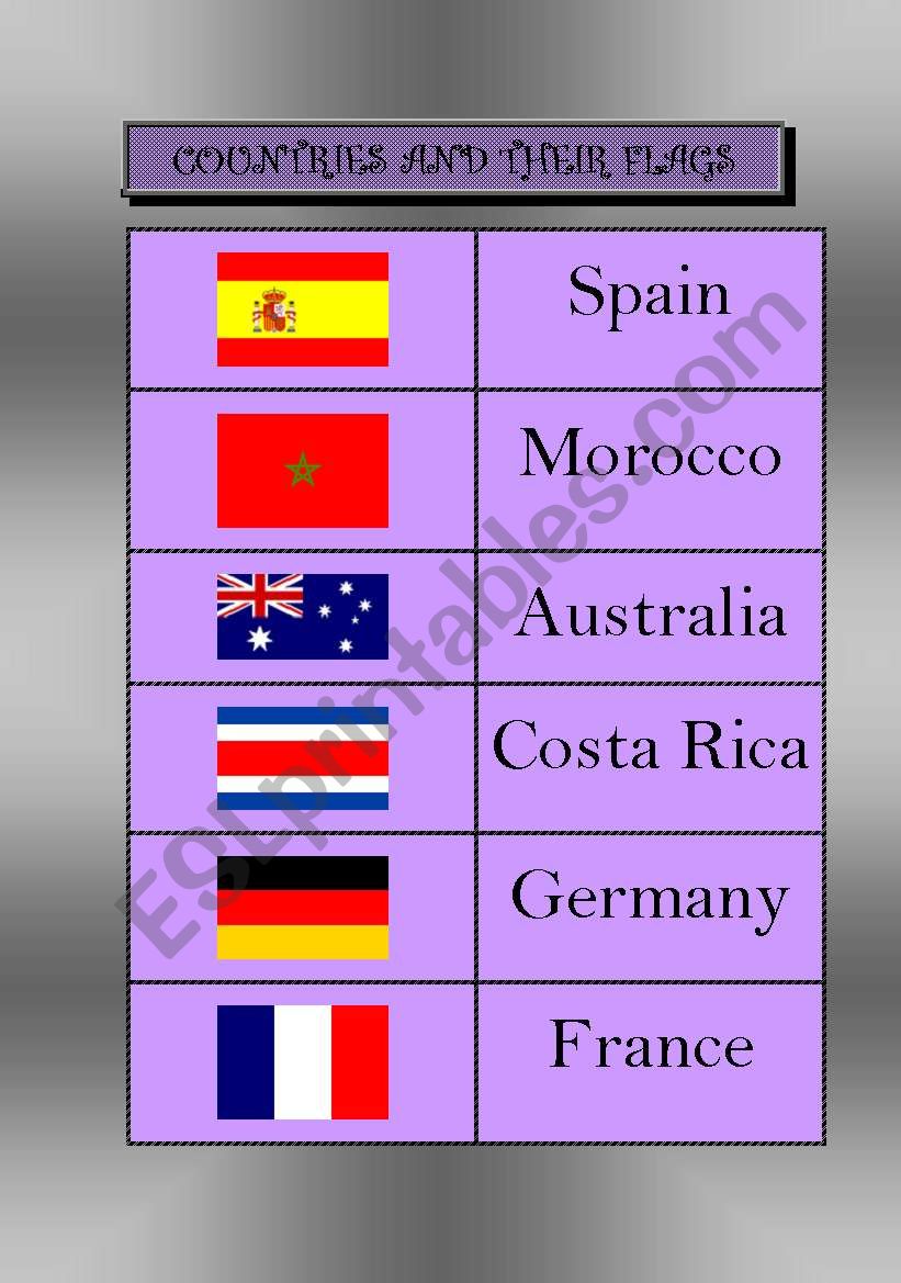countries and their flags worksheet