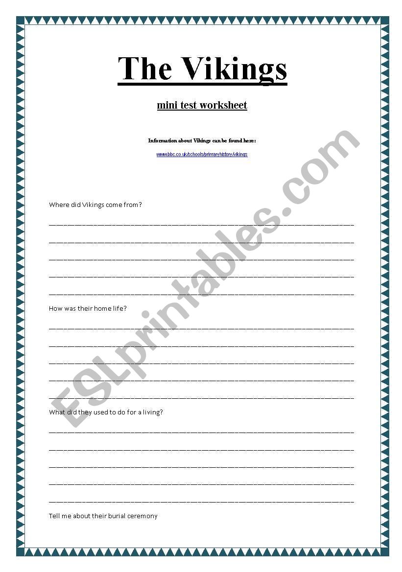 The Vikings worksheet