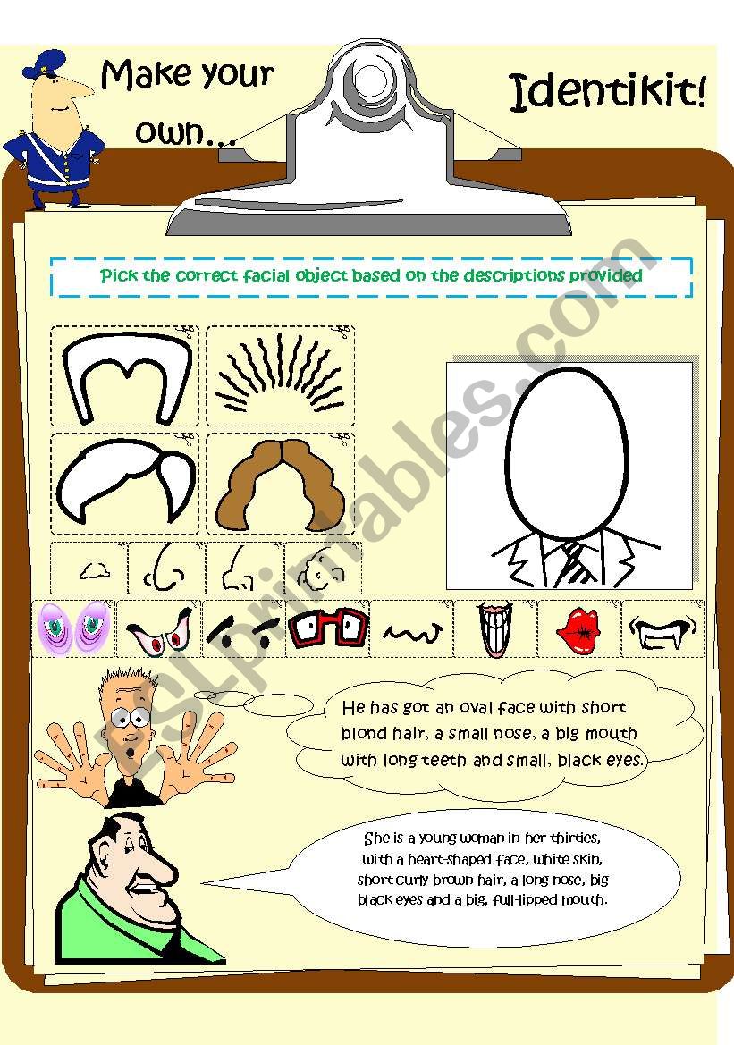 Make your own identikit! worksheet