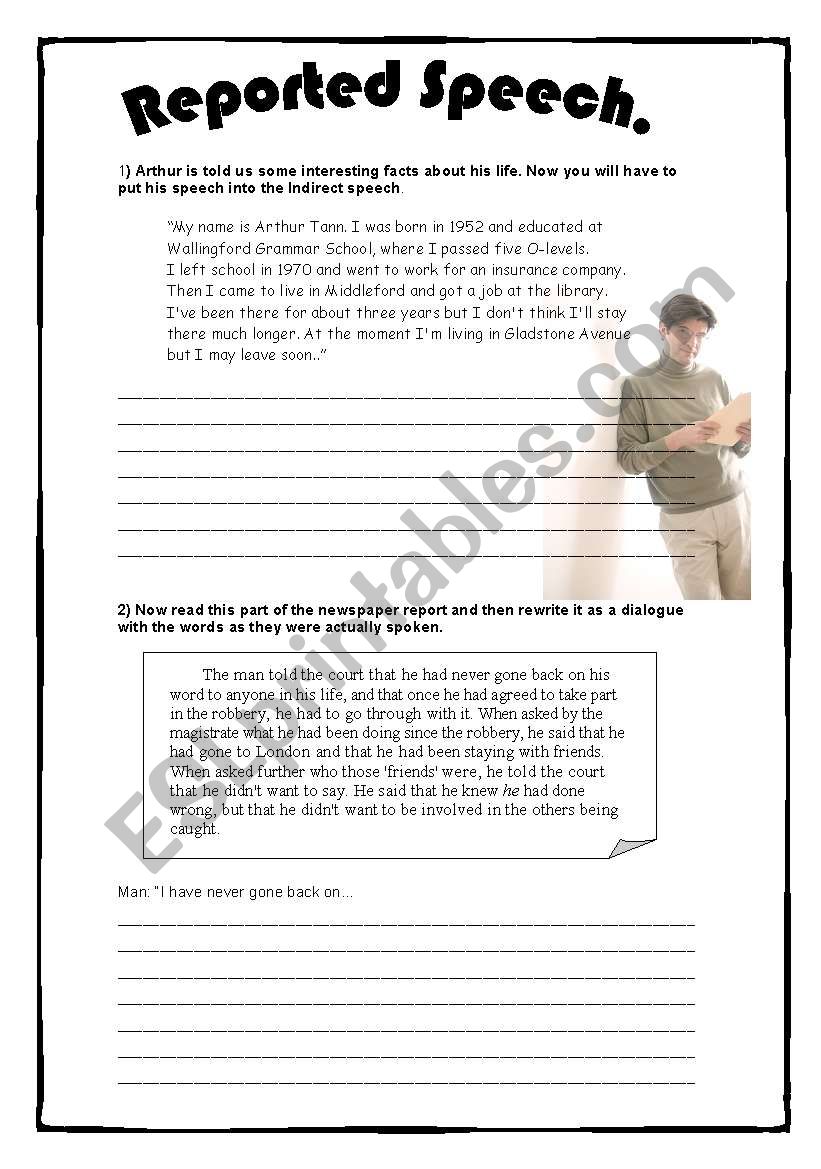 Reported Speech worksheet