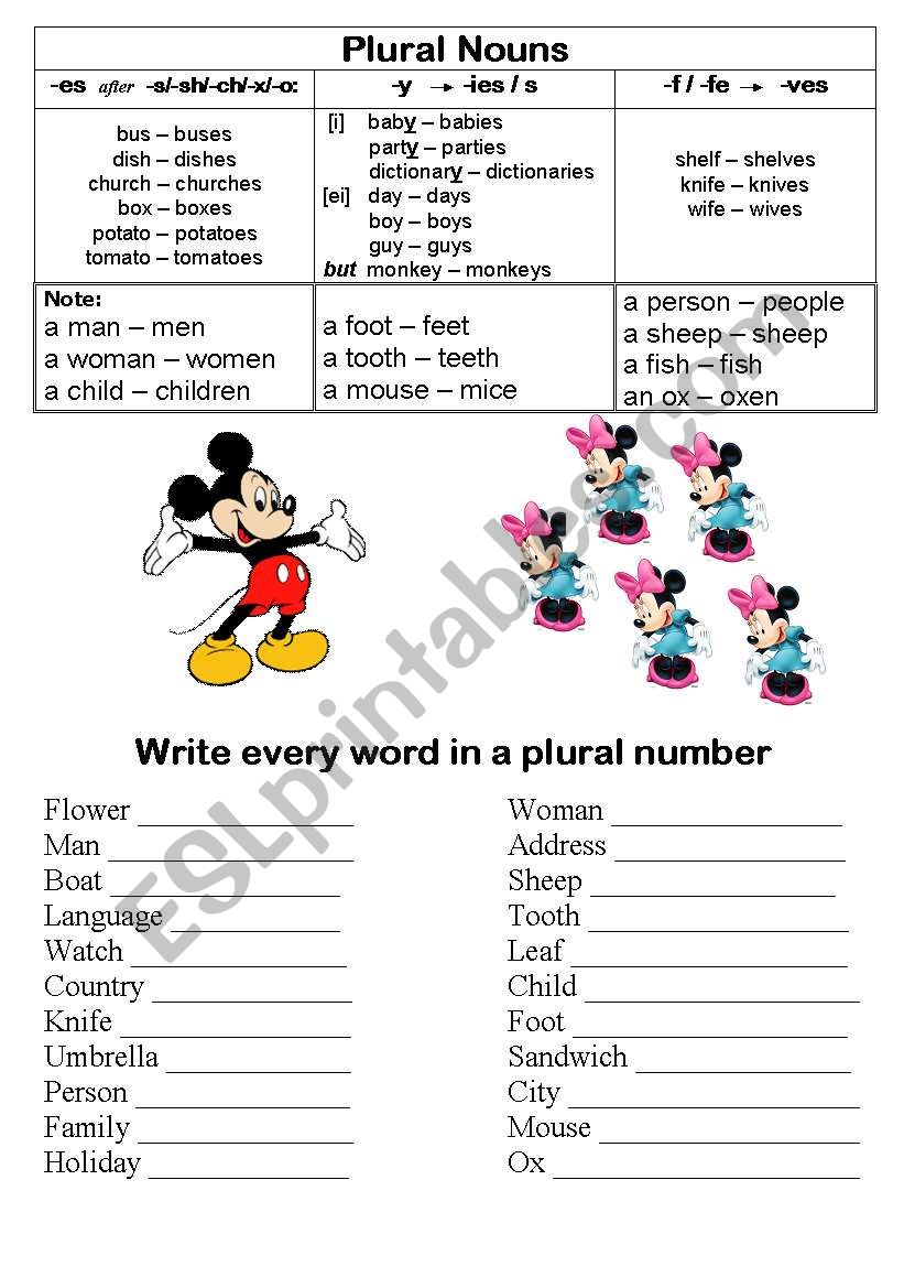 Plural Nouns worksheet