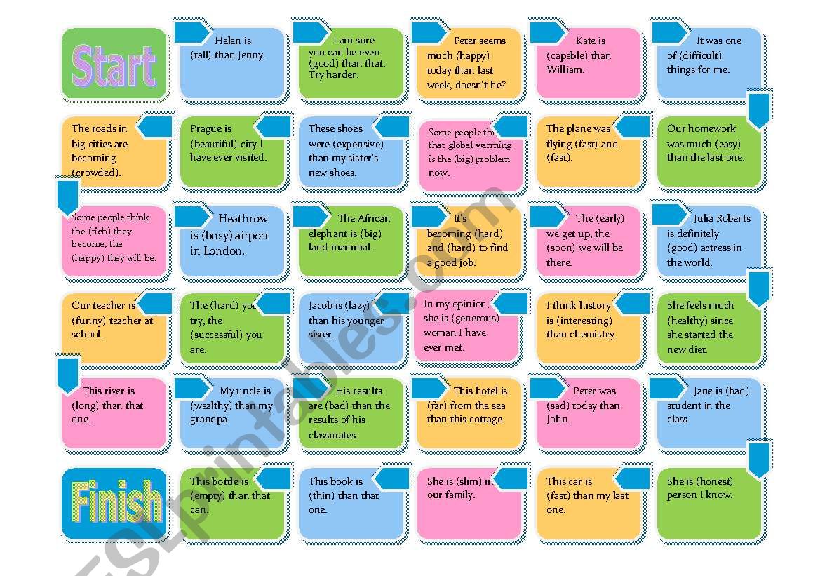 Comparatives and superlatives worksheet