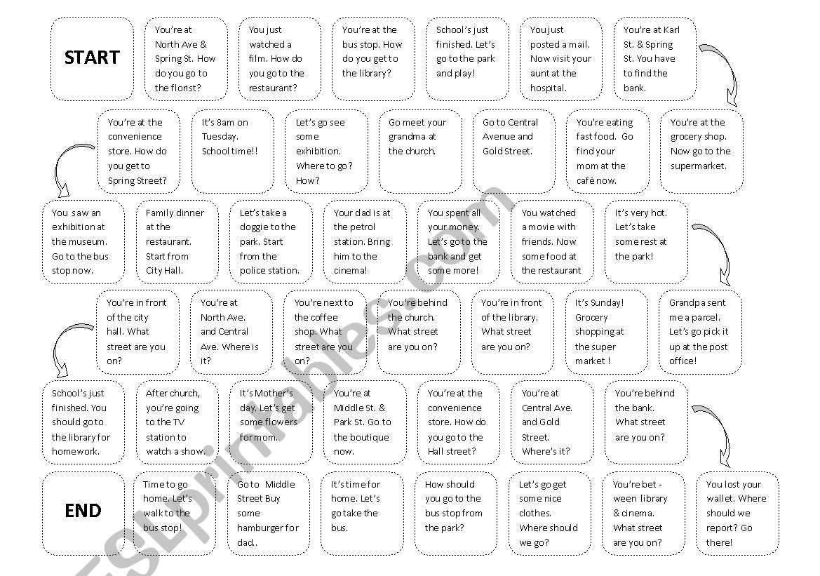 Board Game - Giving directions using a Town Map