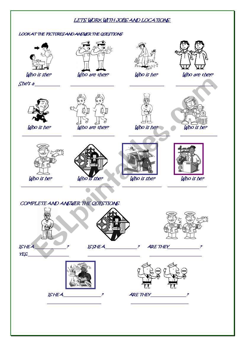 JOBS AND LOCATIONS worksheet