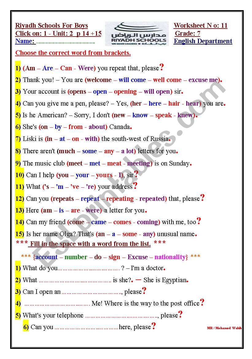 click on1  revision grammar, vocabulary...........................unit2