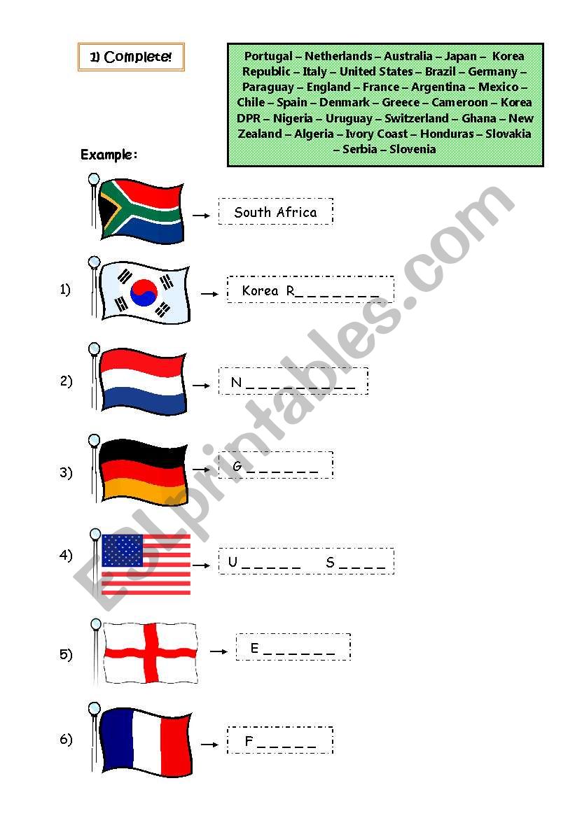 Flags of the countries in the World Cup