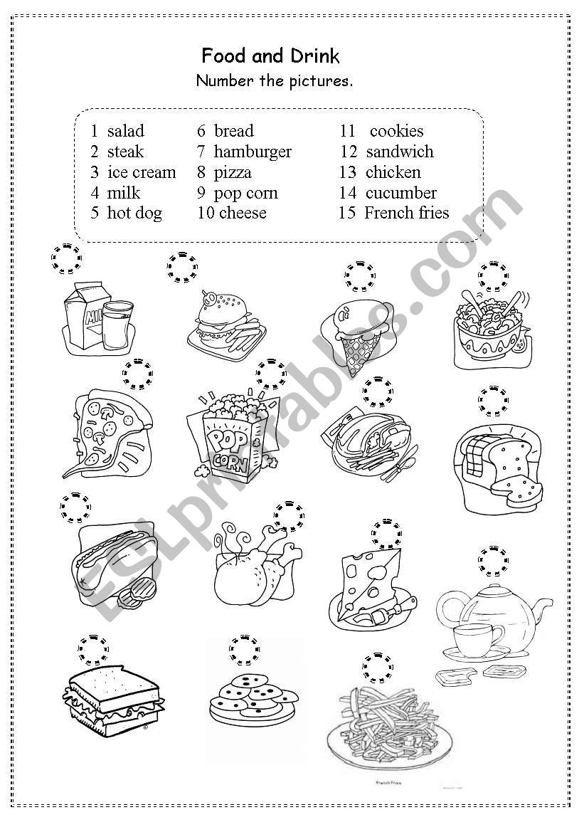 food and drink worksheet