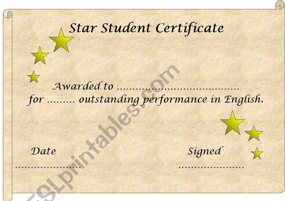 Star Student Certificate template (editable)