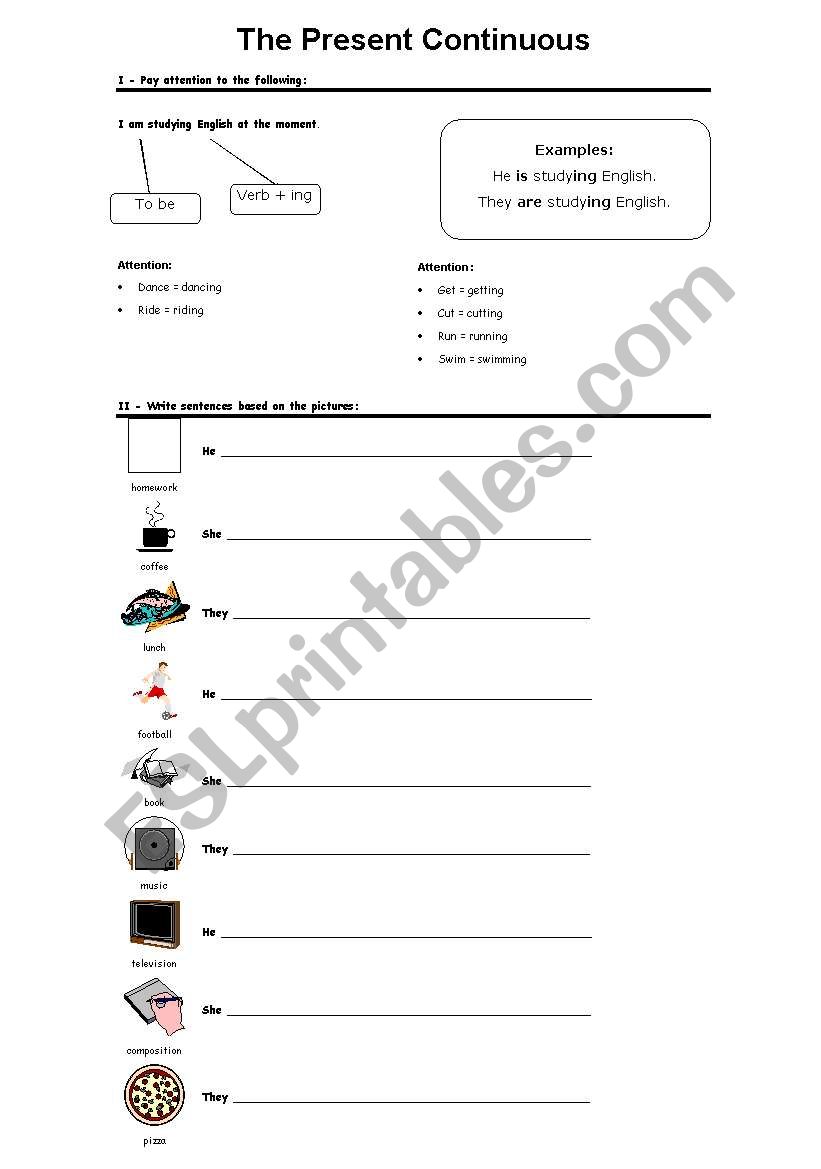 Present Continuous  worksheet