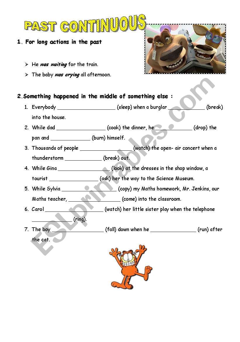 past continuous worksheet