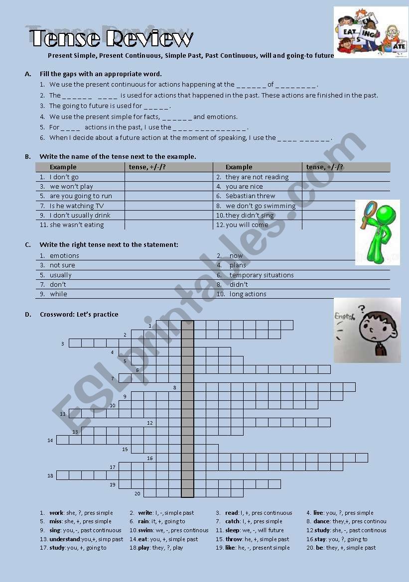 Tense Review - Quiz (elementary - key included) 