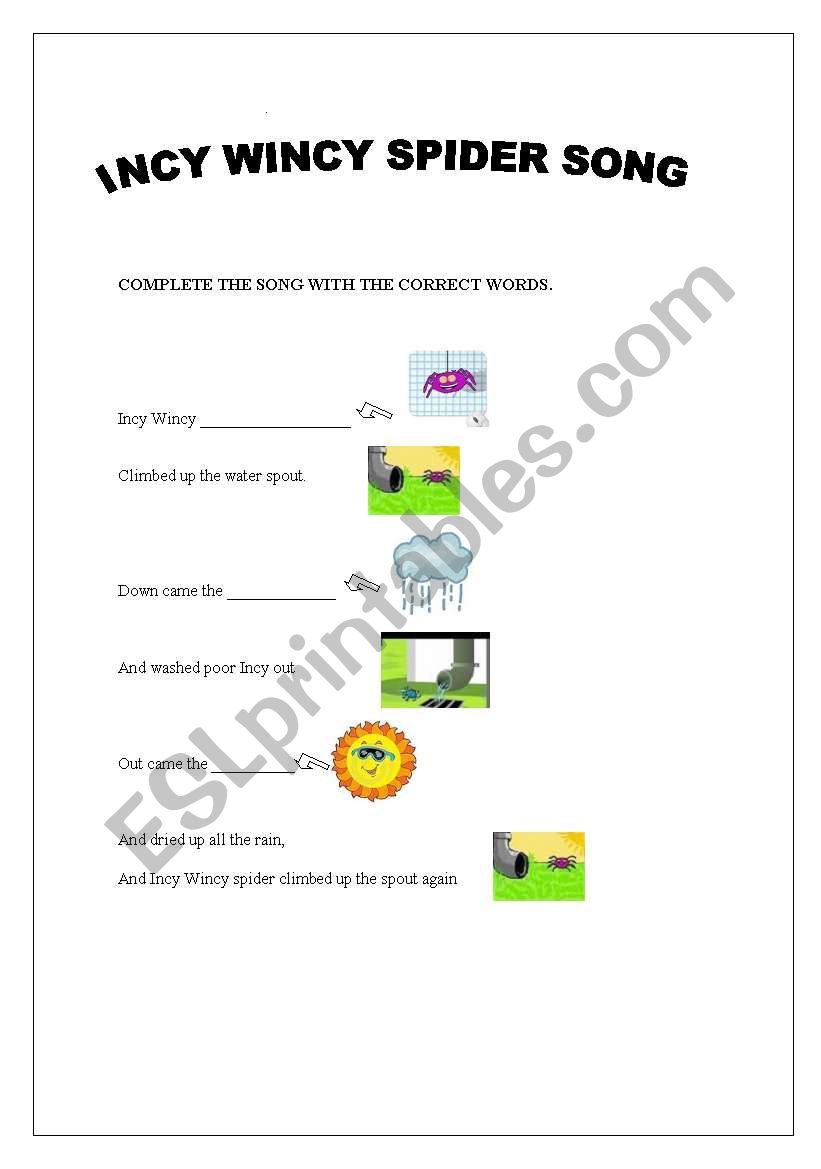 Incy Wincy Spider worksheet