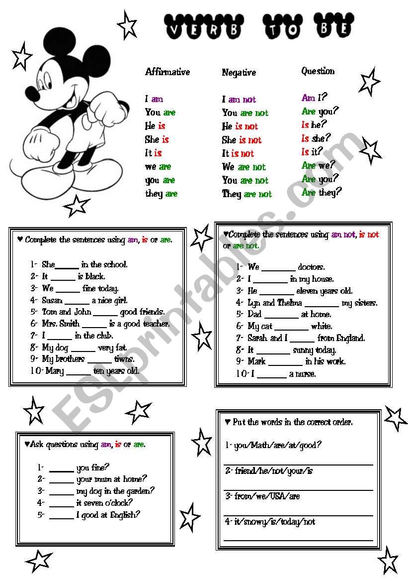 verb to be  worksheet