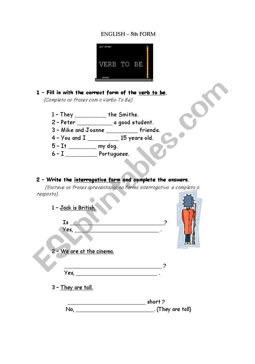 verb to be worksheet