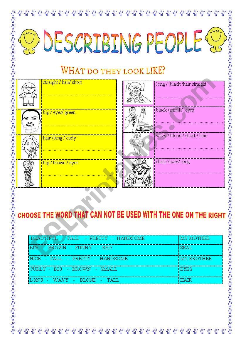 DESCRIBING PEOPLE ( 2 PAGES ) worksheet