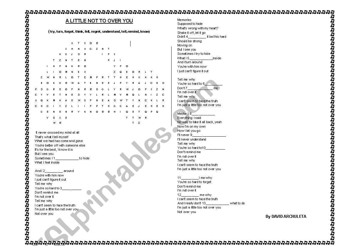 A little not too over you worksheet