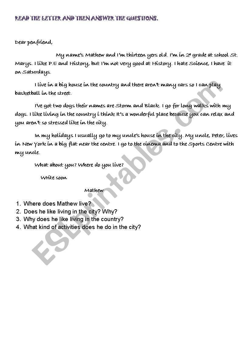  letter worksheet