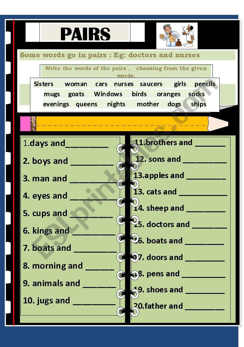 PAIRS worksheet