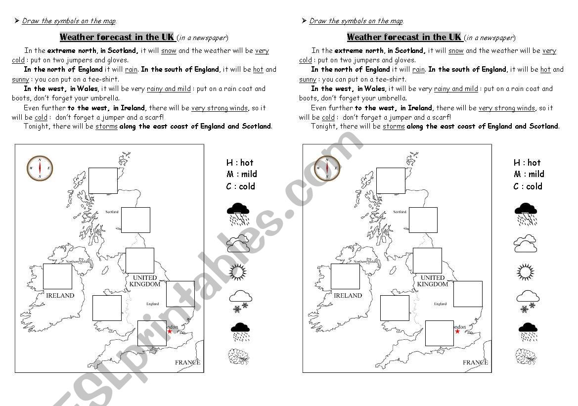 Weather forecast in the UK worksheet