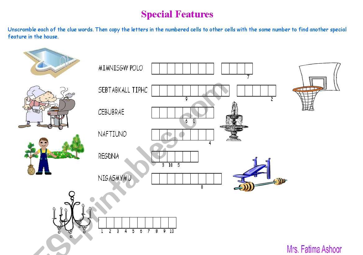 special features worksheet