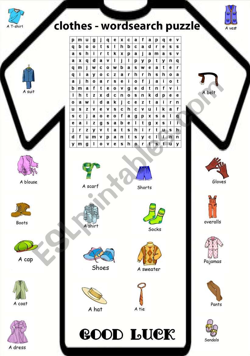 clothes worksheet