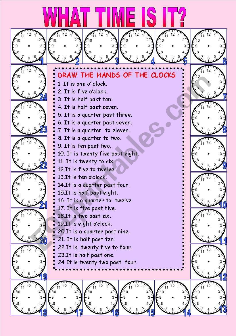 telling the time worksheet