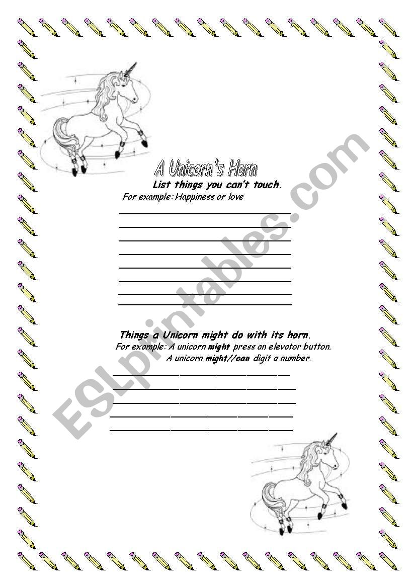 A Unicorns Horn worksheet