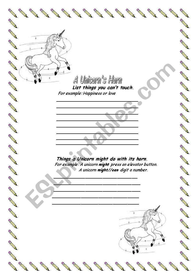 A Unicorn´s Horn worksheet