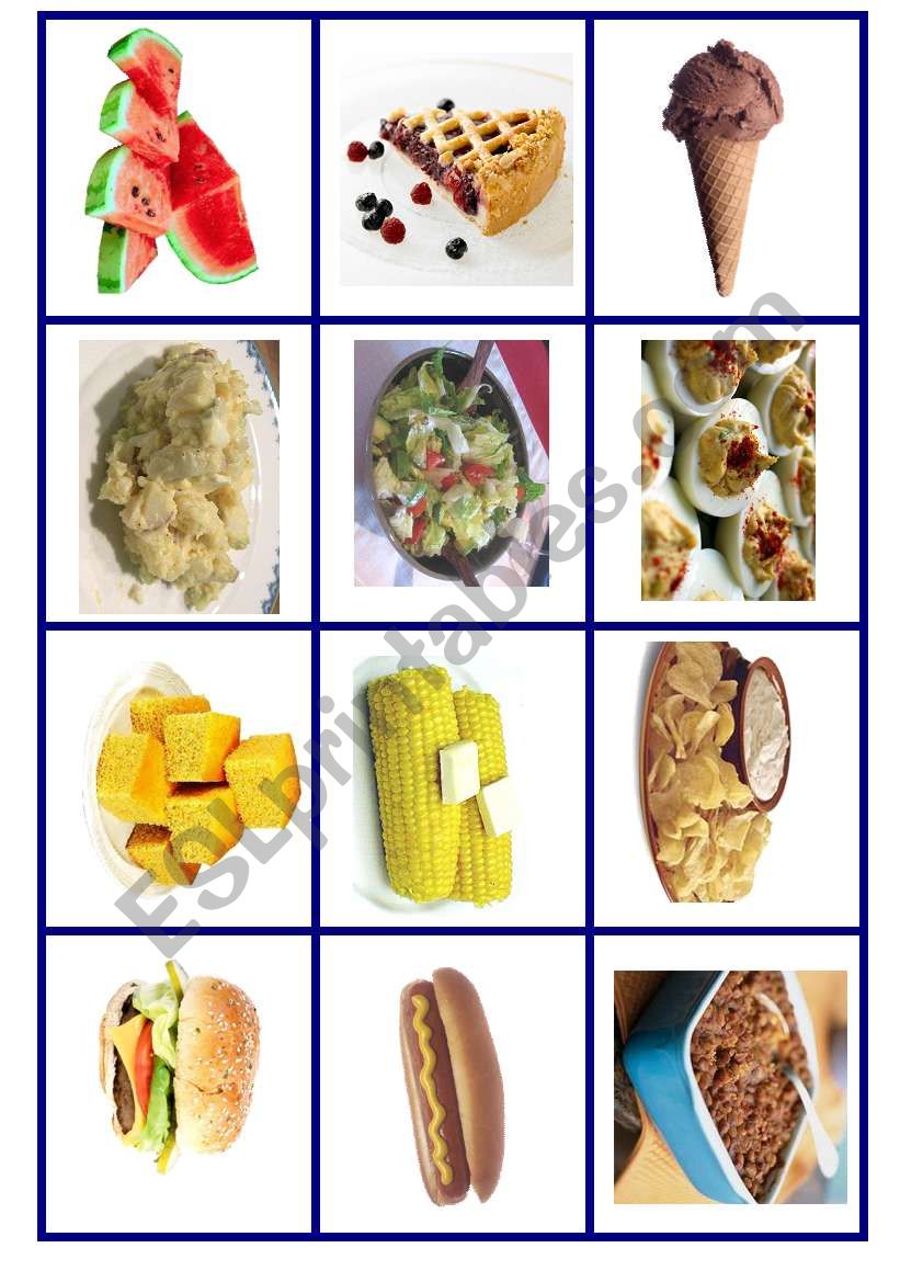 USA Fourth of July Menu worksheet