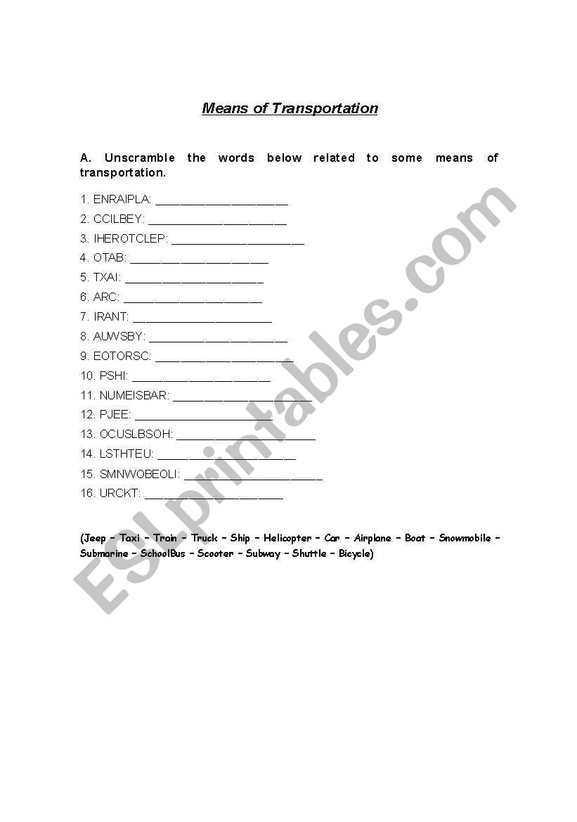 SCRAMBLE worksheet