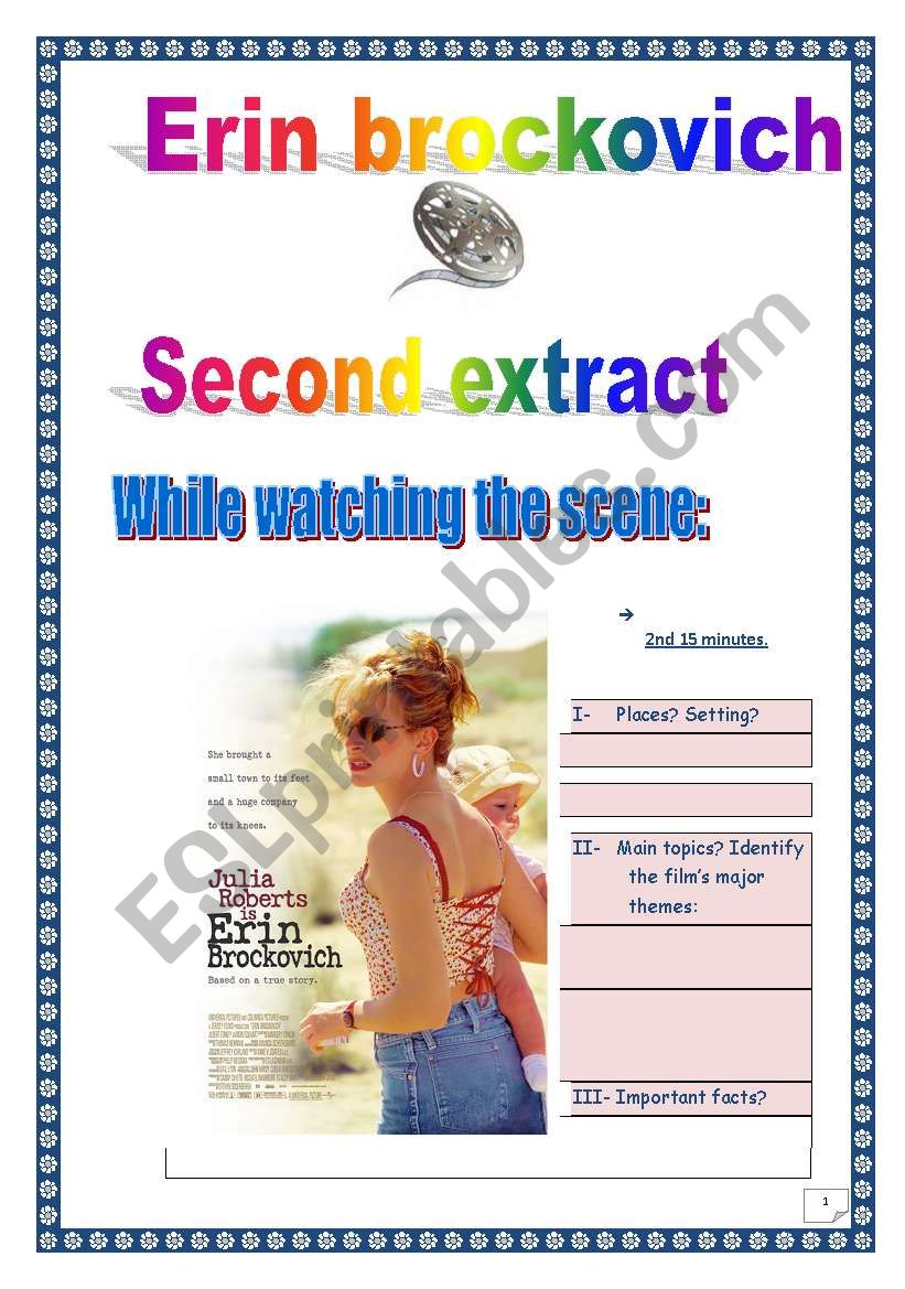 ERIN BROCKOVICH SERIES (5 pages, 12 tasks, comprehensive PROJECT & KEY) - 2nd 15 minutes.