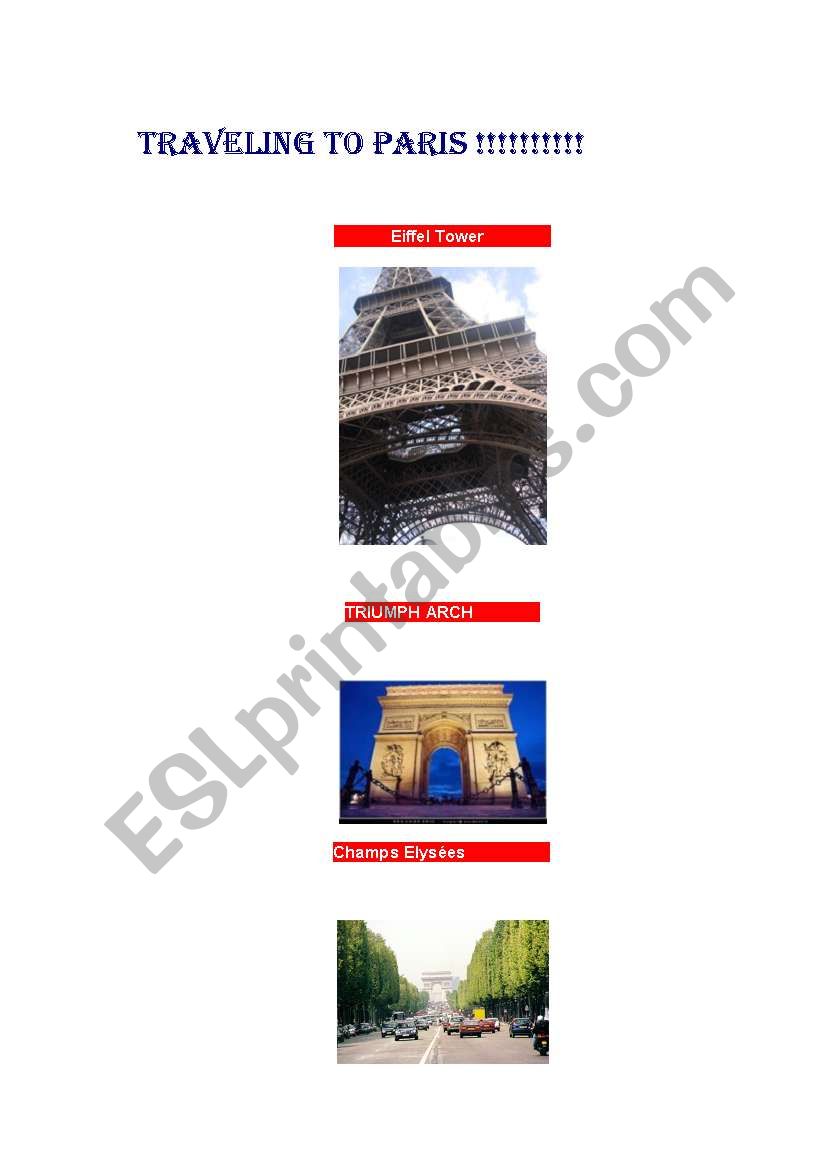 TRAVELING TO PARIS!!! worksheet