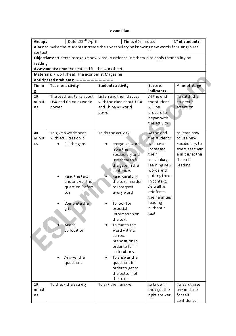 reading skill  worksheet