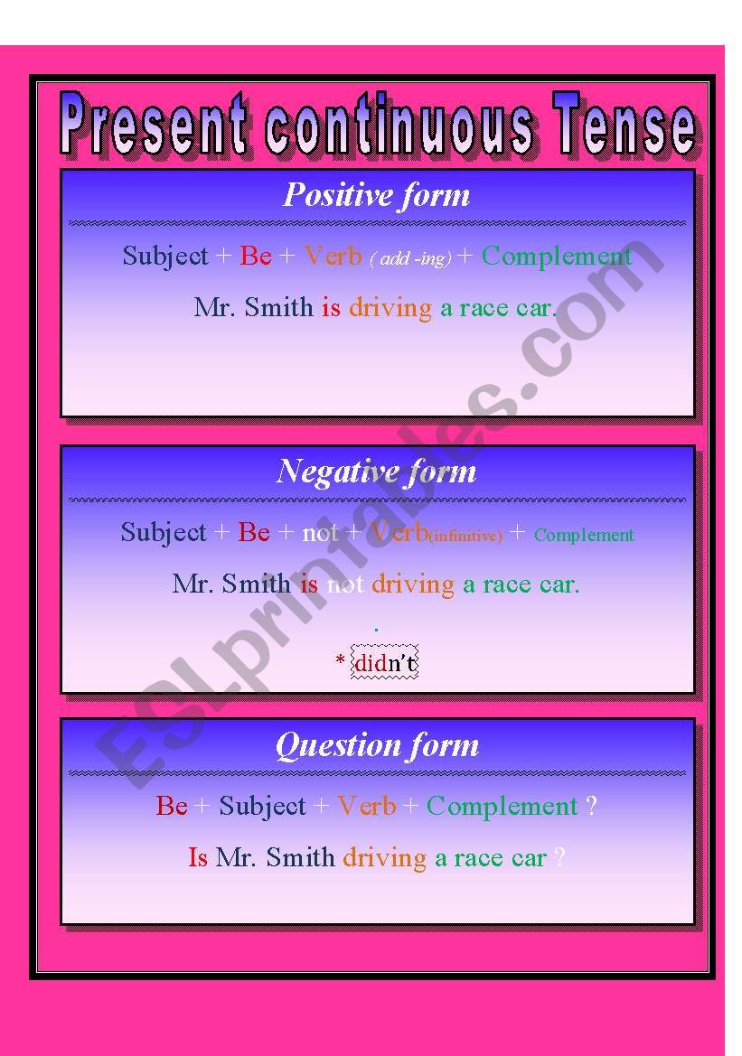 Present Continuous Tense worksheet