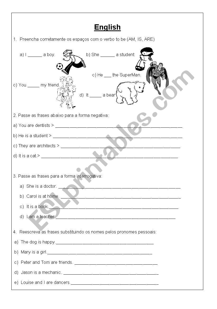 Verb to be worksheet