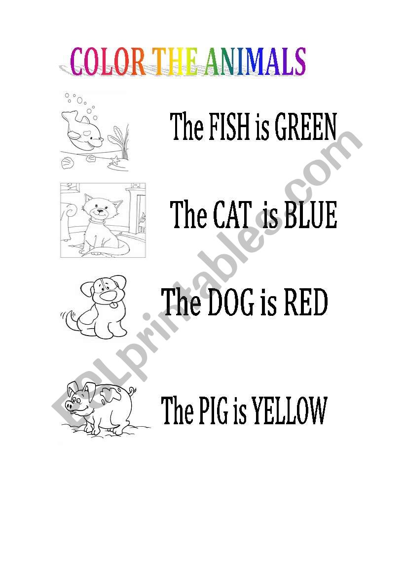 ANIMALS AND COLORS worksheet