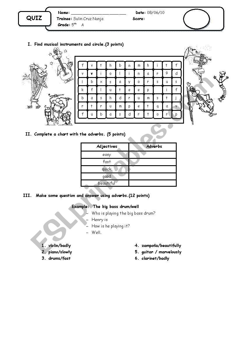 adverbs worksheet