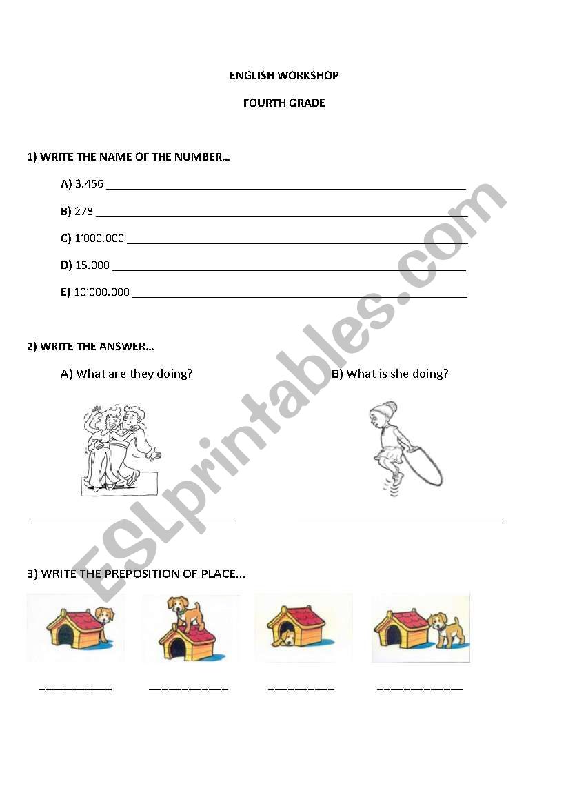 Workshop Fourth Grade worksheet