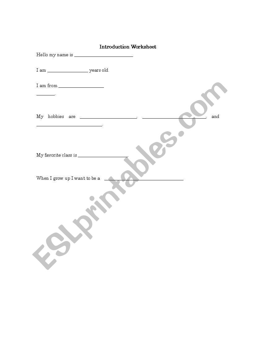 Intro worksheet
