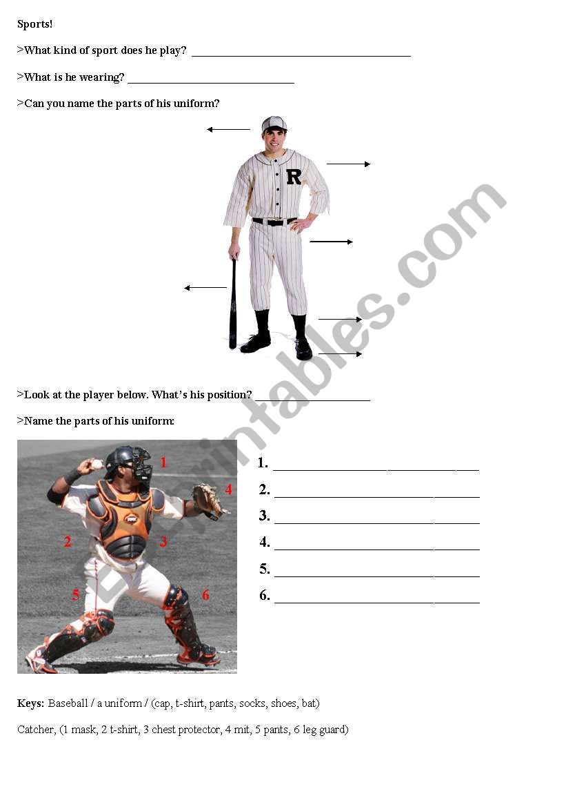 Baseball worksheet